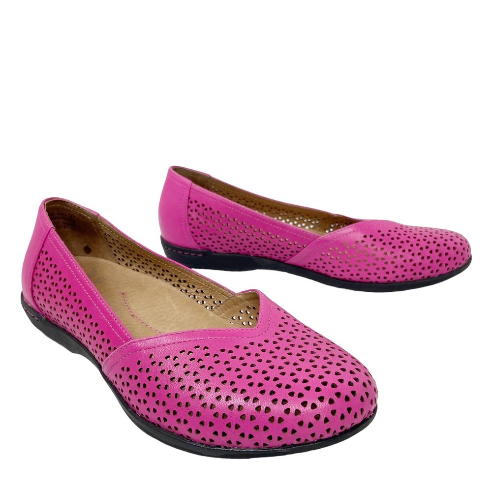 Dansko Womens Flats Shoes Neely Leather Pink Perforated Slip On Ballet
